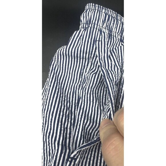 H&M Mens Blue White Striped Mid-Length Swim Shorts Mesh Lining Pockets Sz L NEW - Picture 3 of 14